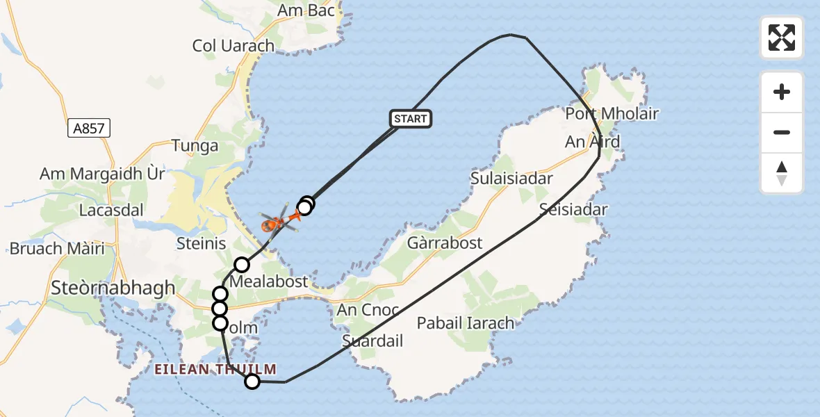 Flight route Coastguard Helicopter Inner Seas - Mealabost, 20 June 2026, 15:51