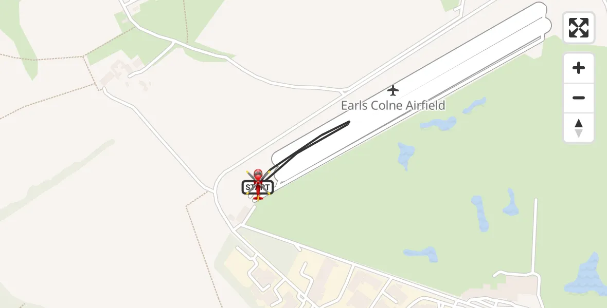 Flight route Air Ambulance Helicopter Earls Colne Airfield - Earls Colne Airfield, 20 June 2026, 16:59
