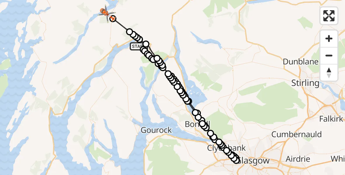 Flight route Coastguard Helicopter Cairndow - Ardbrecknish, 20 June 2026, 17:30