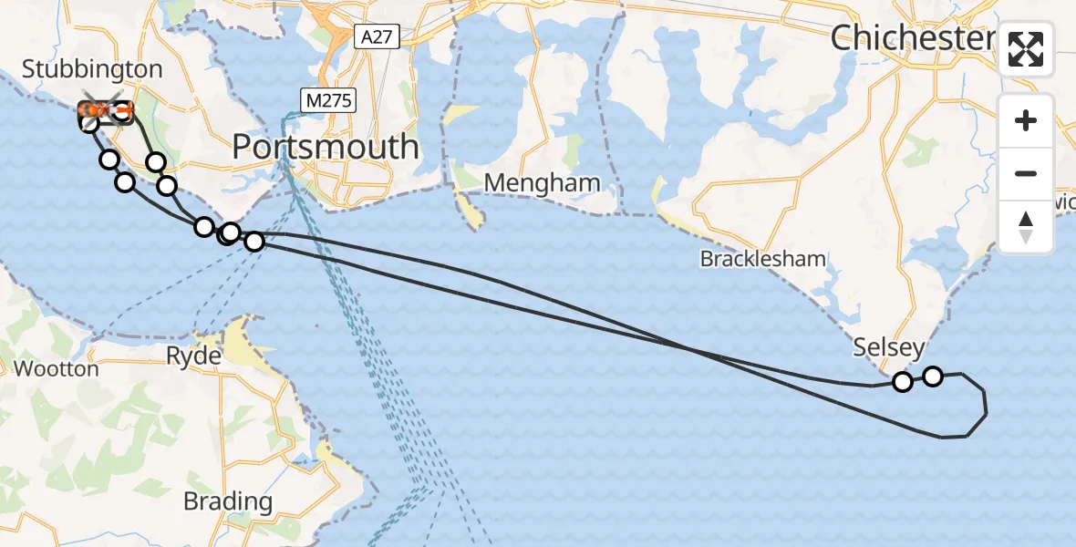 Flight route Coastguard Helicopter Solent Airport - Solent Airport, 20 June 2026, 17:56