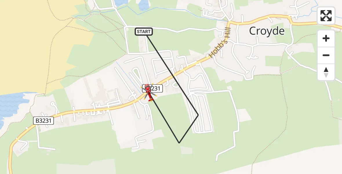 Flight route Air Ambulance Helicopter Croyde - Croyde, 20 June 2026, 18:19