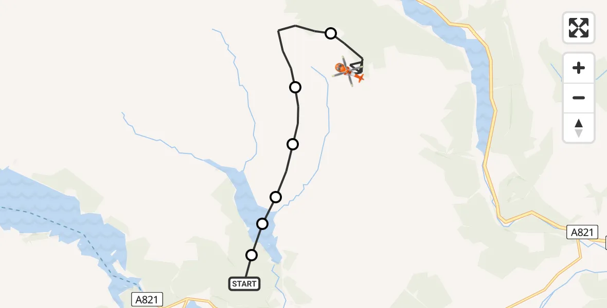 Flight route Coastguard Helicopter Stirling - Bealach na Seann Lairige, 20 June 2026, 19:55