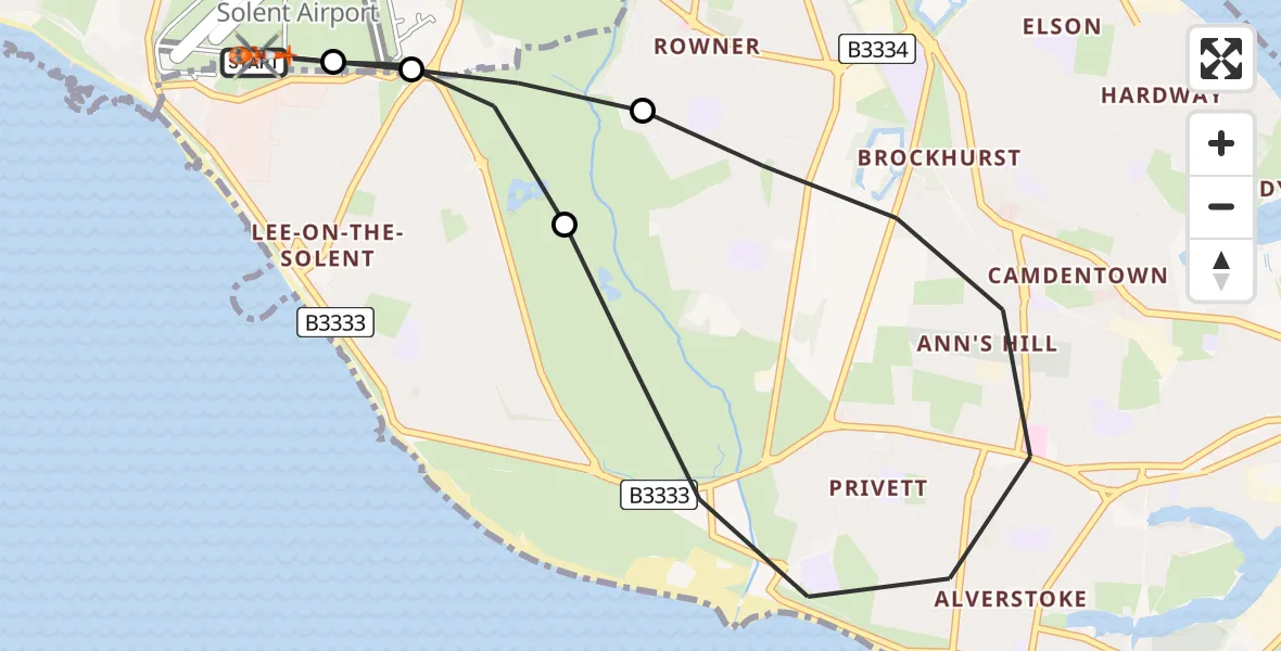 Flight route Coastguard Helicopter Solent Airport - Solent Airport, 20 June 2026, 20:03