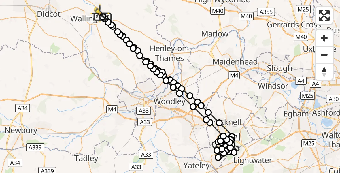 Flight route Police Helicopter RAF Benson - Benson, 20 June 2026, 22:44