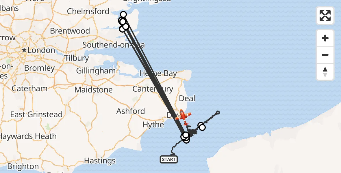 Flight route Coastguard Drone English Channel - English Channel, 21 June 2026, 02:46
