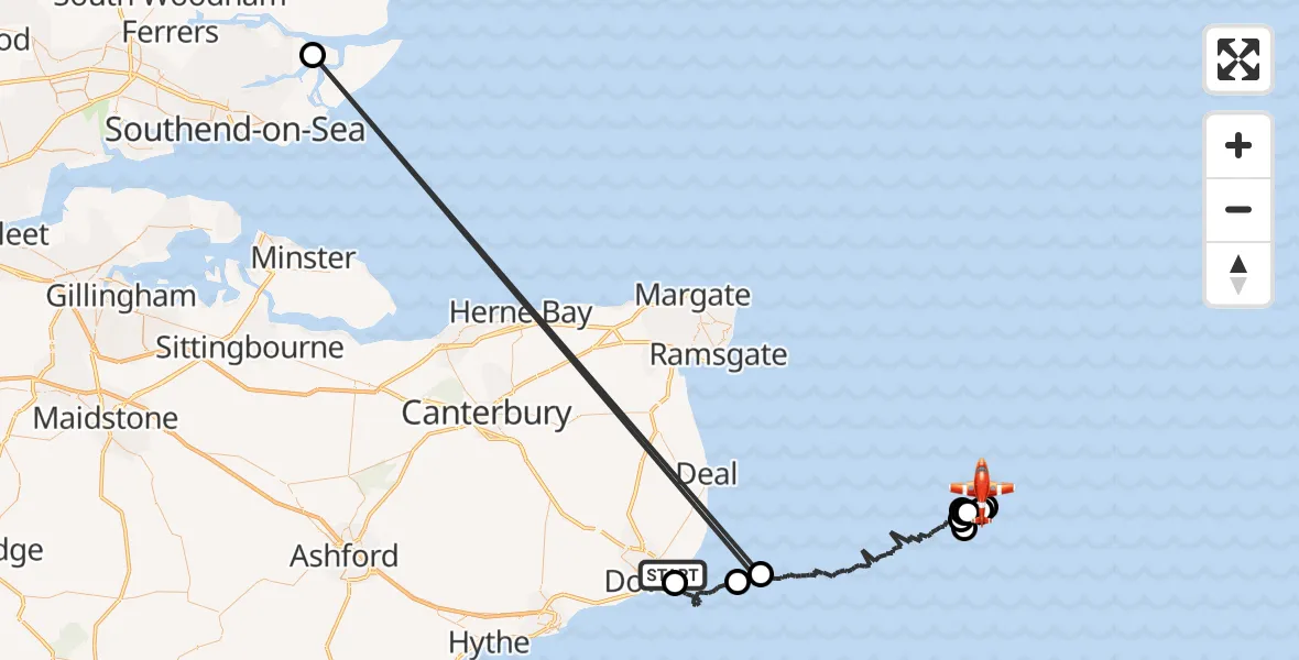 Flight route Coastguard Drone Dover - North Sea, 21 June 2026, 06:54
