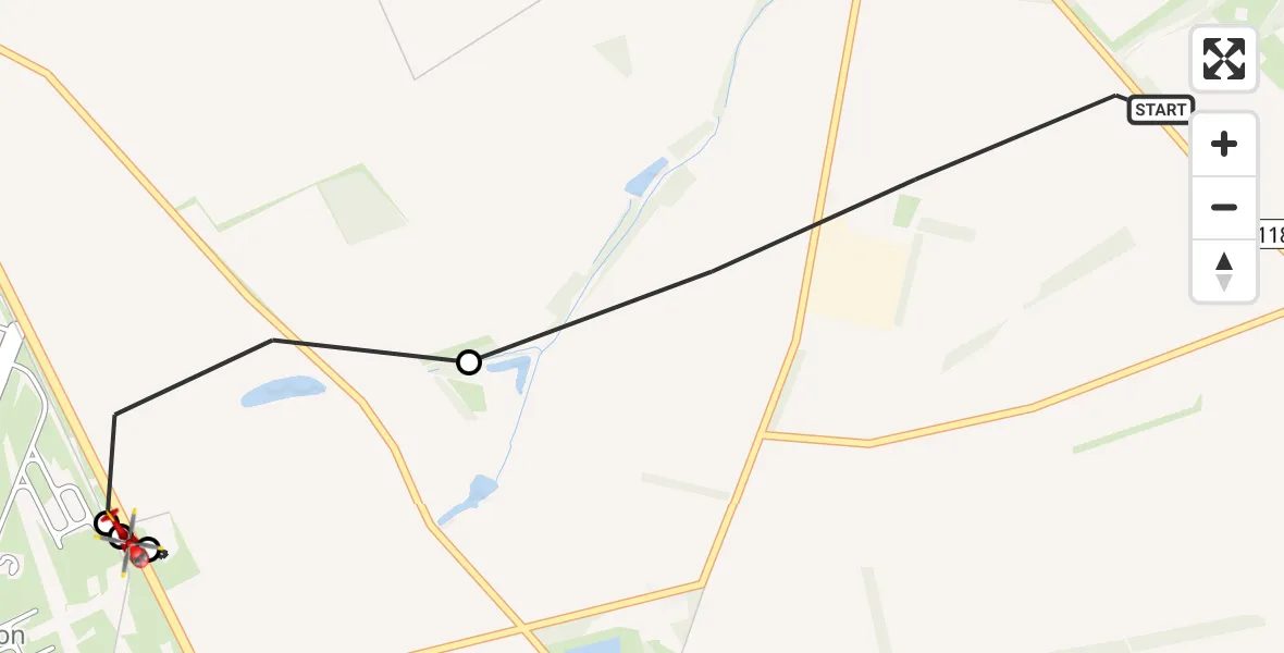 Flight route Air Ambulance Helicopter Branston - RAF Waddington, 21 June 2026, 07:58