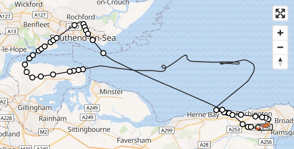Flight route Coastguard Helicopter Manston Airport - Manston Airport, 21 June 2026, 09:05