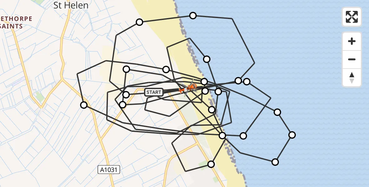 Flight route Coastguard Helicopter East Lindsey - East Lindsey, 21 June 2026, 09:10