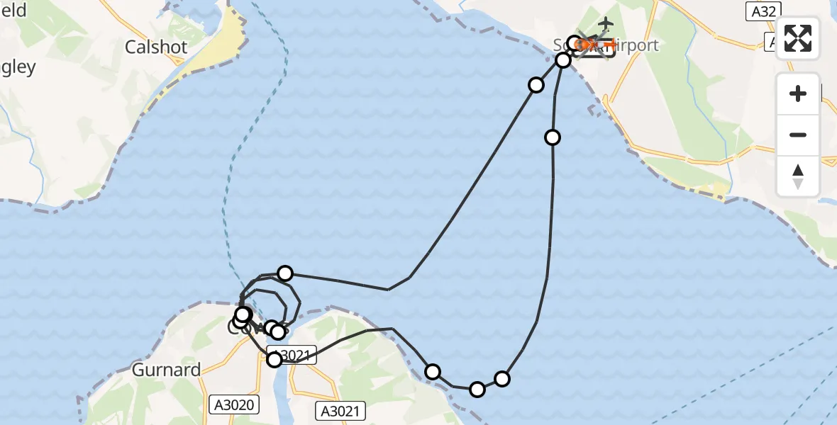 Flight route Coastguard Helicopter Solent Airport - Solent Airport, 21 June 2026, 11:16