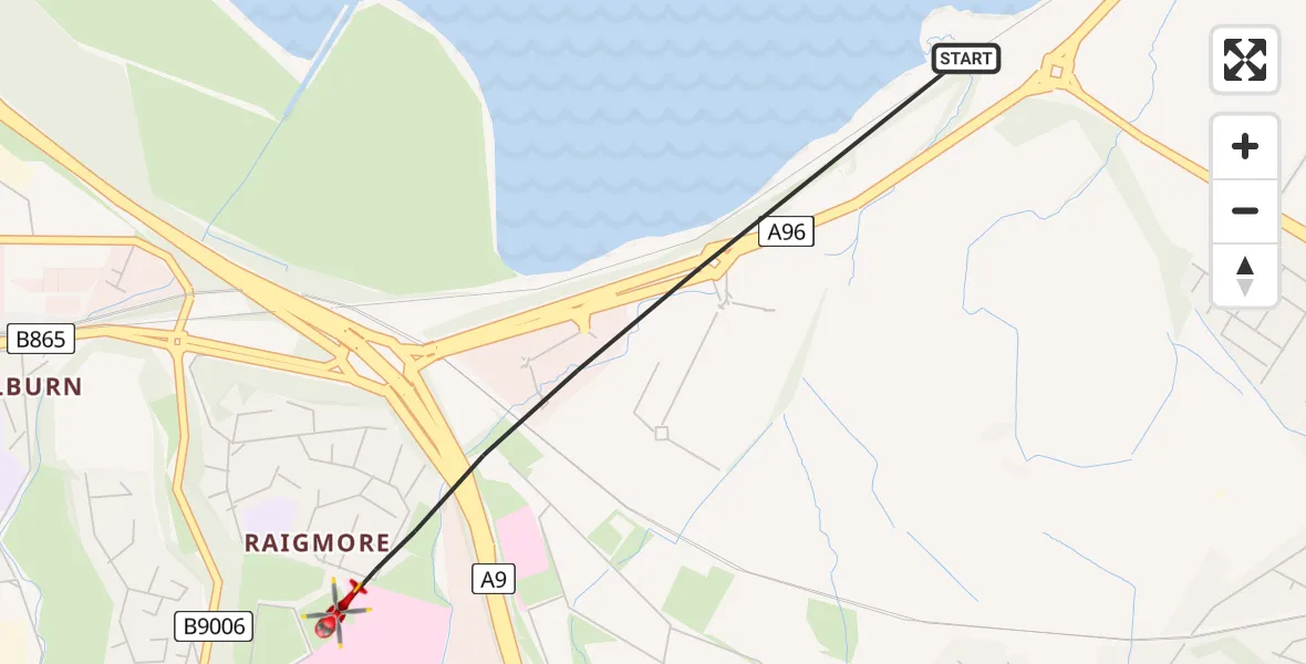 Flight route Air Ambulance Helicopter Inverness - Inverness, 21 June 2026, 11:31