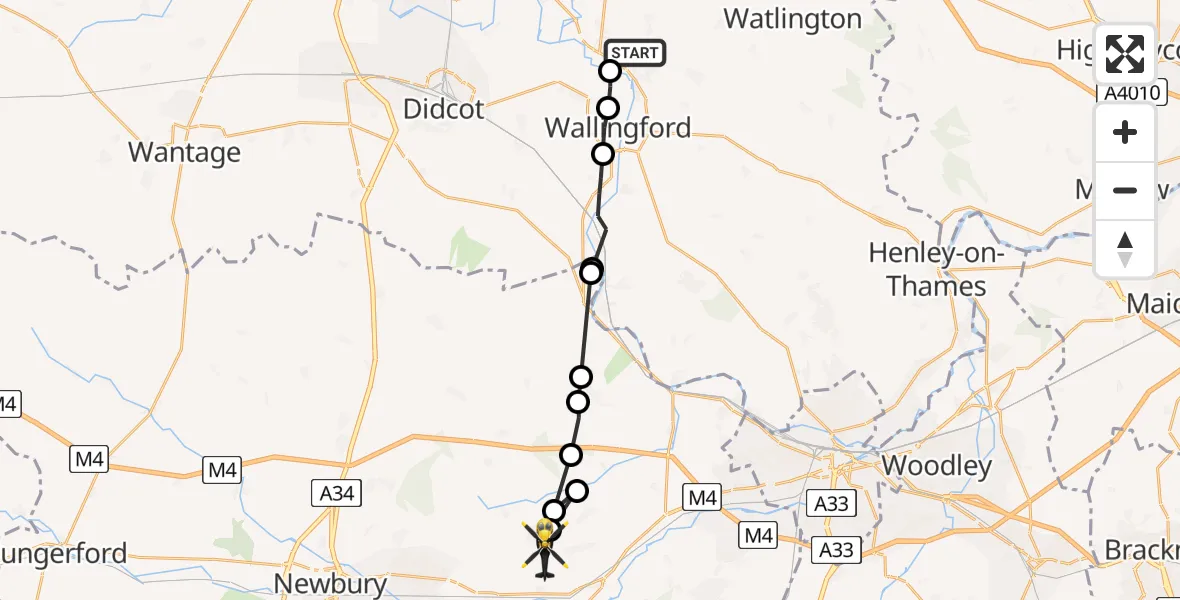 Flight route Police Helicopter Benson - Chapel Row, 21 June 2026, 13:14