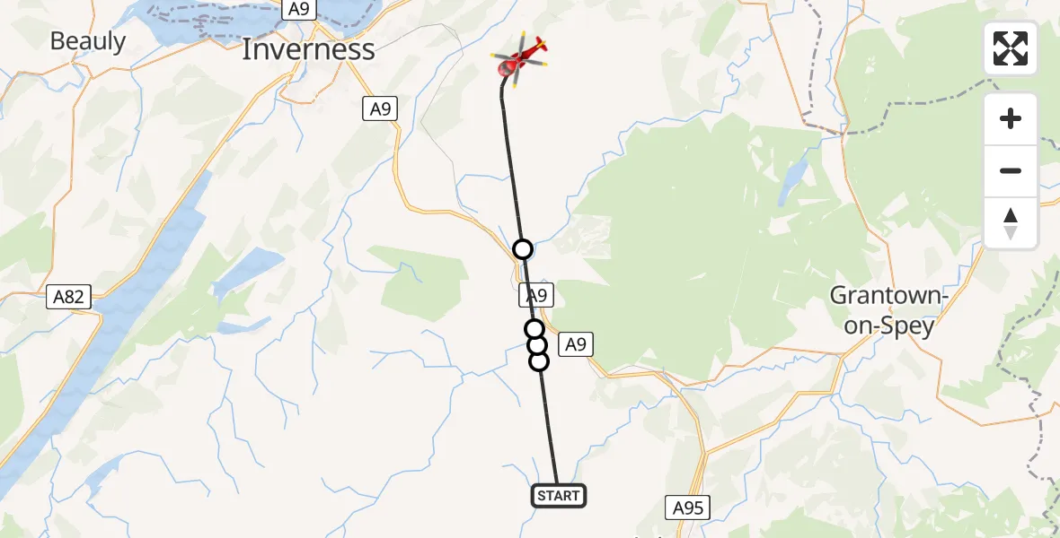 Flight route Air Ambulance Helicopter Highland - Highland, 21 June 2026, 14:13