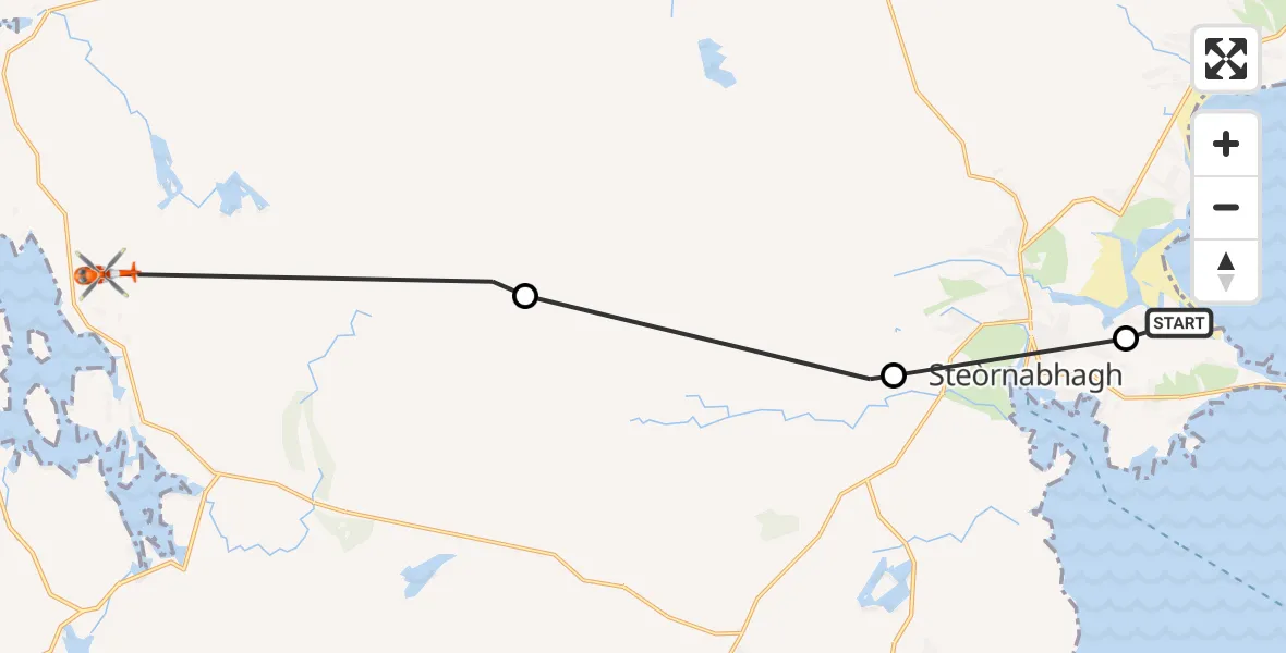 Flight route Coastguard Helicopter Stornoway Airport - Tolastadh a' Chaolais, 21 June 2026, 14:25