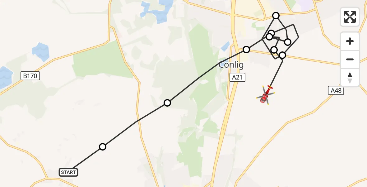 Flight route Air Ambulance Helicopter Bangor - Bangor, 21 June 2026, 14:45