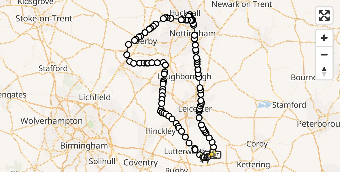 Flight route Police Helicopter Sibbertoft - Welford, 21 June 2026, 15:12