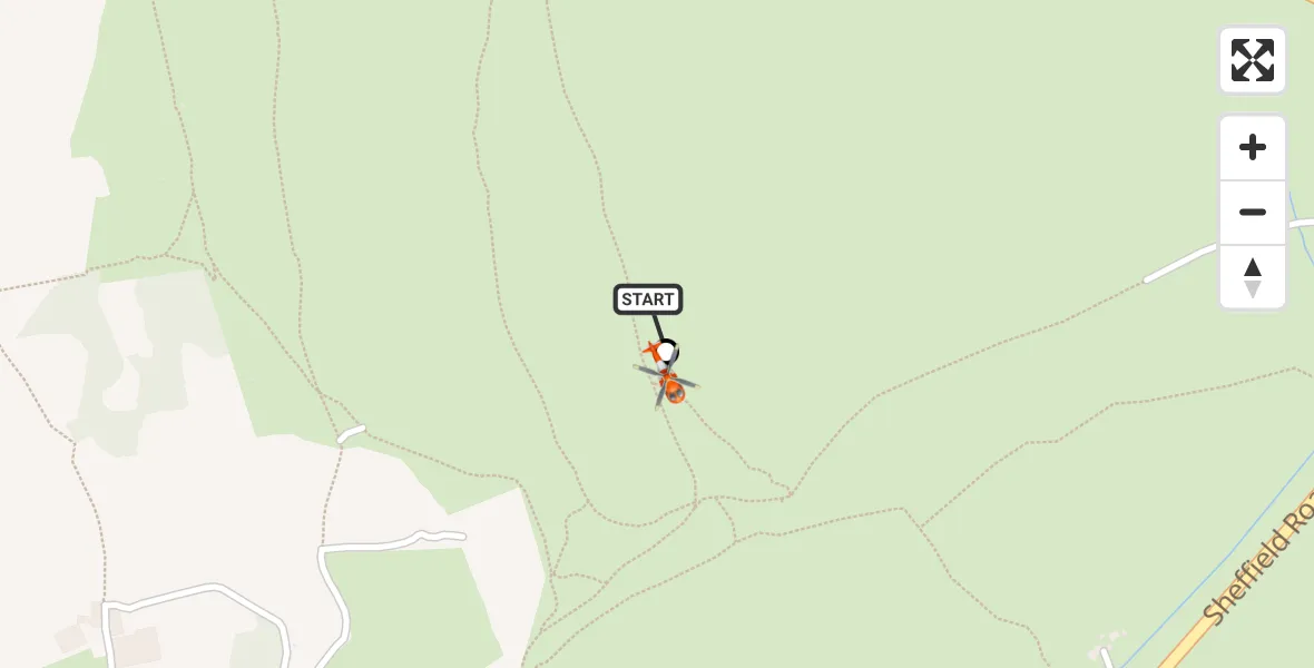 Flight route Coastguard Helicopter Curbar CP - Baslow, 21 June 2026, 15:26