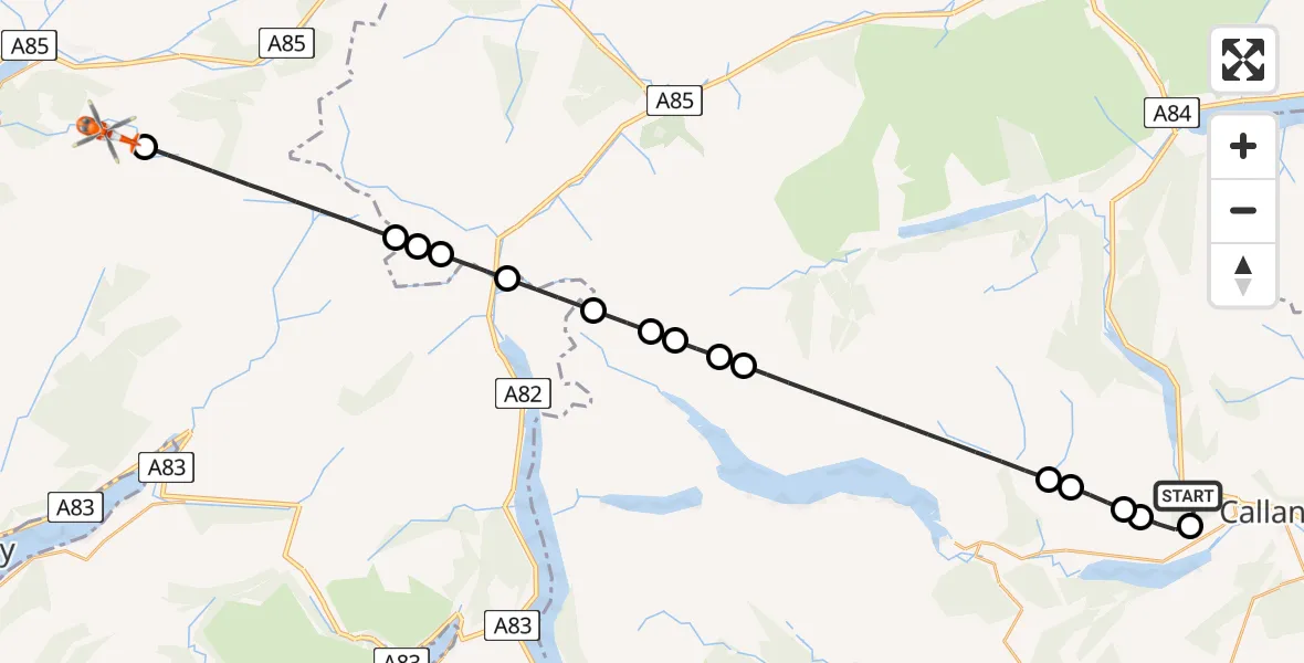 Flight route Coastguard Helicopter Kilmahog - Dalmally, 21 June 2026, 15:55
