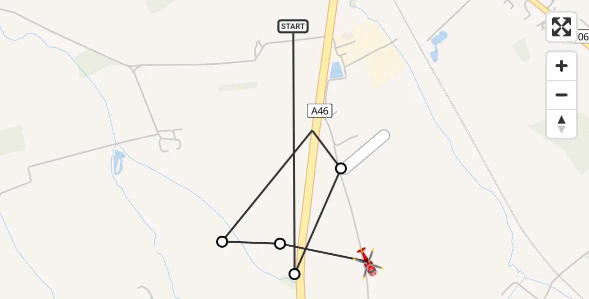 Flight route Air Ambulance Helicopter Widmerpool - Rushcliffe, 21 June 2026, 17:04