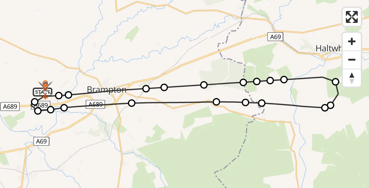 Flight route Coastguard Helicopter Carlisle Lake District Airport - Carlisle Lake District Airport, 21 June 2026, 17:24