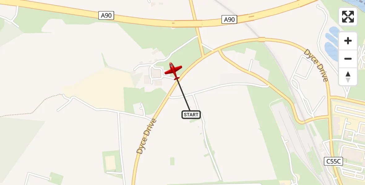 Flight route Air Ambulance Aircraft Aberdeen International Airport - Dyce and Stoneywood, 21 June 2026, 17:30