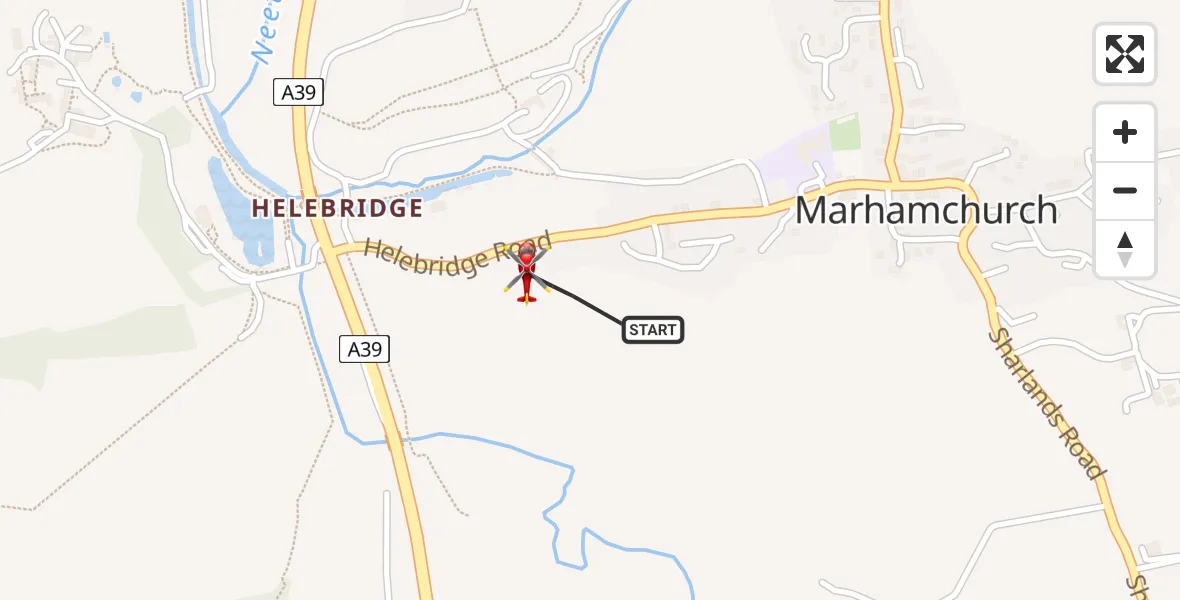 Flight route Air Ambulance Helicopter Marhamchurch - Marhamchurch, 21 June 2026, 17:40