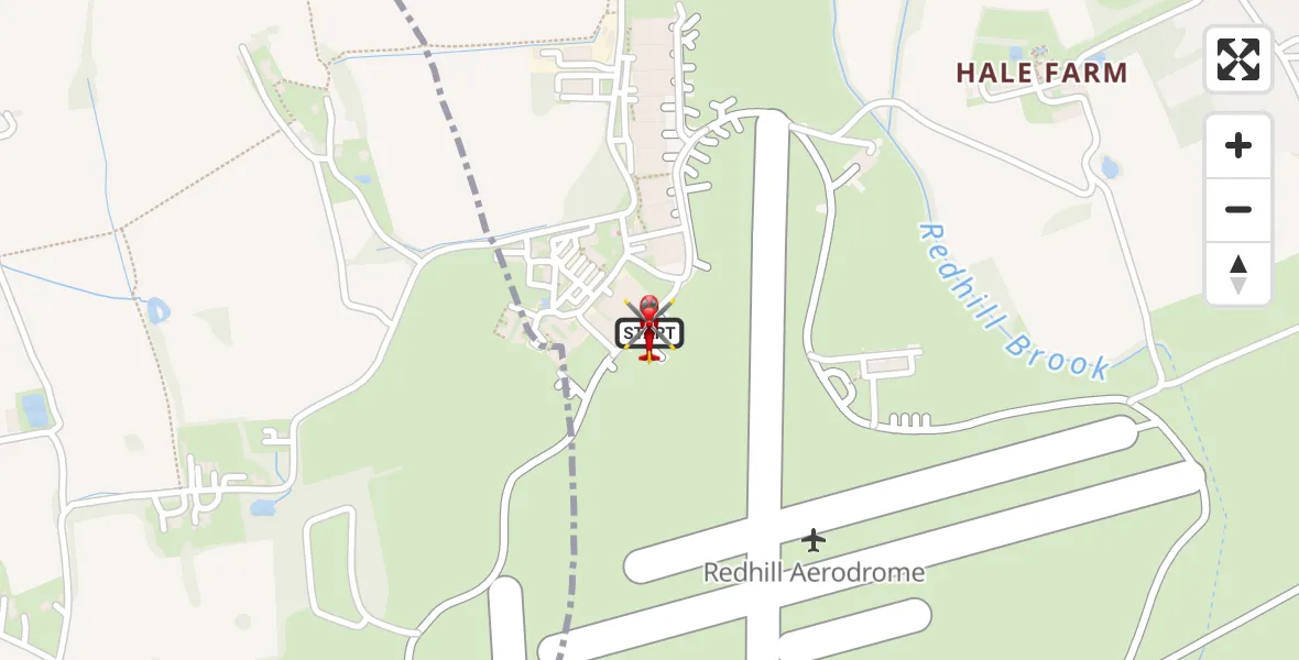 Flight route Air Ambulance Helicopter Redhill Aerodrome - Redhill Aerodrome, 21 June 2026, 22:11