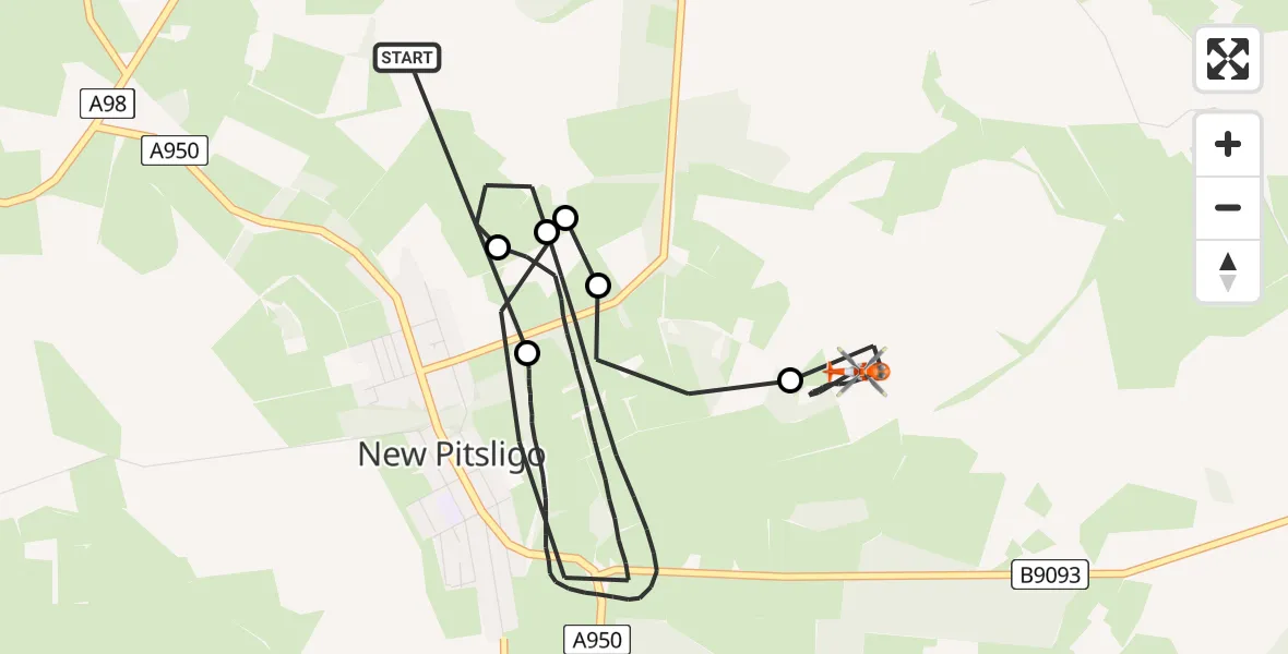 Flight route Coastguard Helicopter Turclossie - Blackhillock, 22 June 2026, 03:40