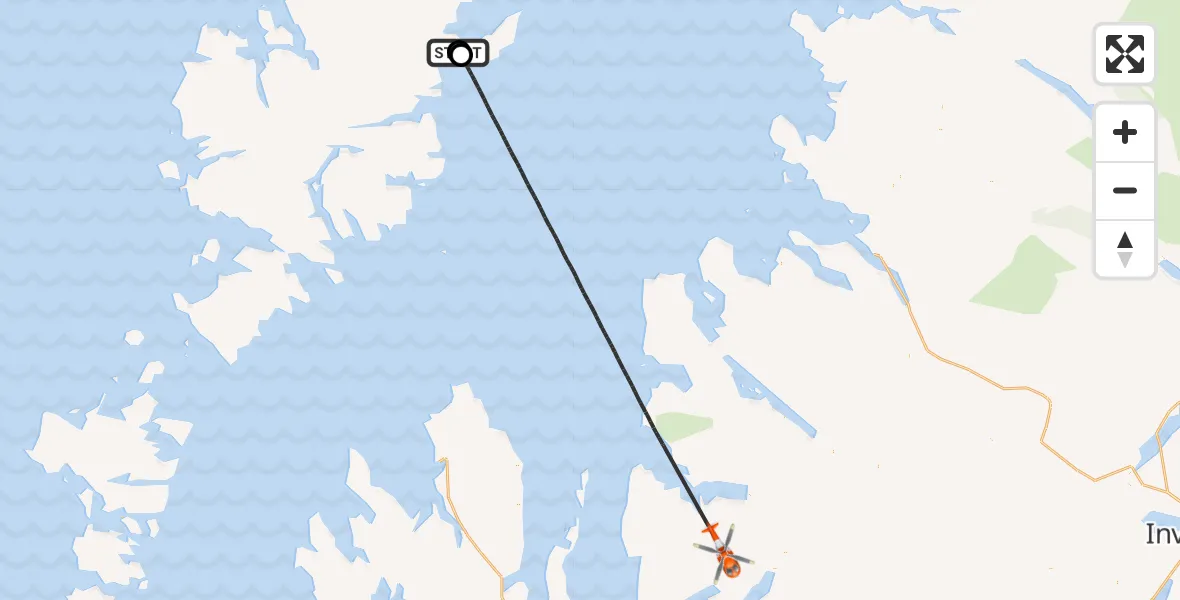 Flight route Coastguard Helicopter Stornoway Airport - Highland, 22 June 2026, 03:48