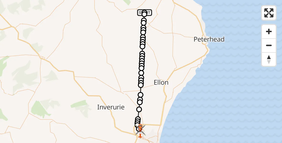 Flight route Coastguard Helicopter Strichen - Aberdeen International Airport, 22 June 2026, 04:34