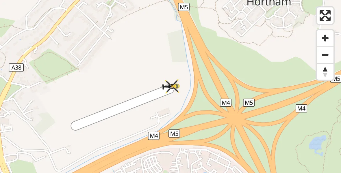 Flight route Police Helicopter Almondsbury Helicopter Base - Almondsbury Helicopter Base, 22 June 2026, 10:04