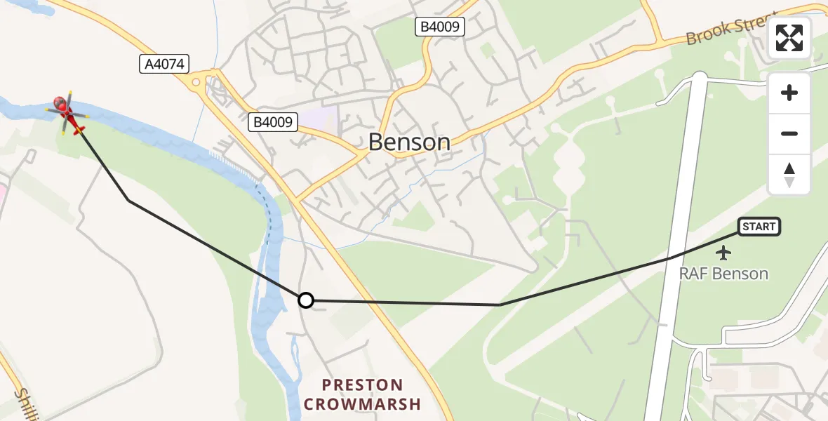 Flight route Air Ambulance Helicopter RAF Benson - Benson, 22 June 2026, 10:47