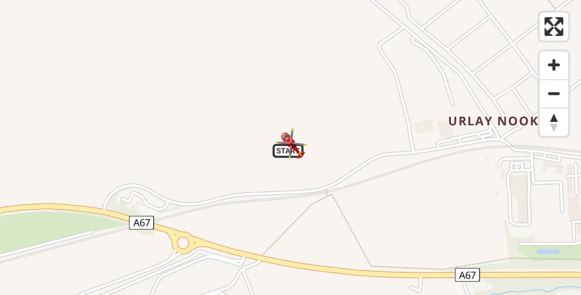 Flight route Air Ambulance Helicopter Longnewton - Egglescliffe, 22 June 2026, 10:51
