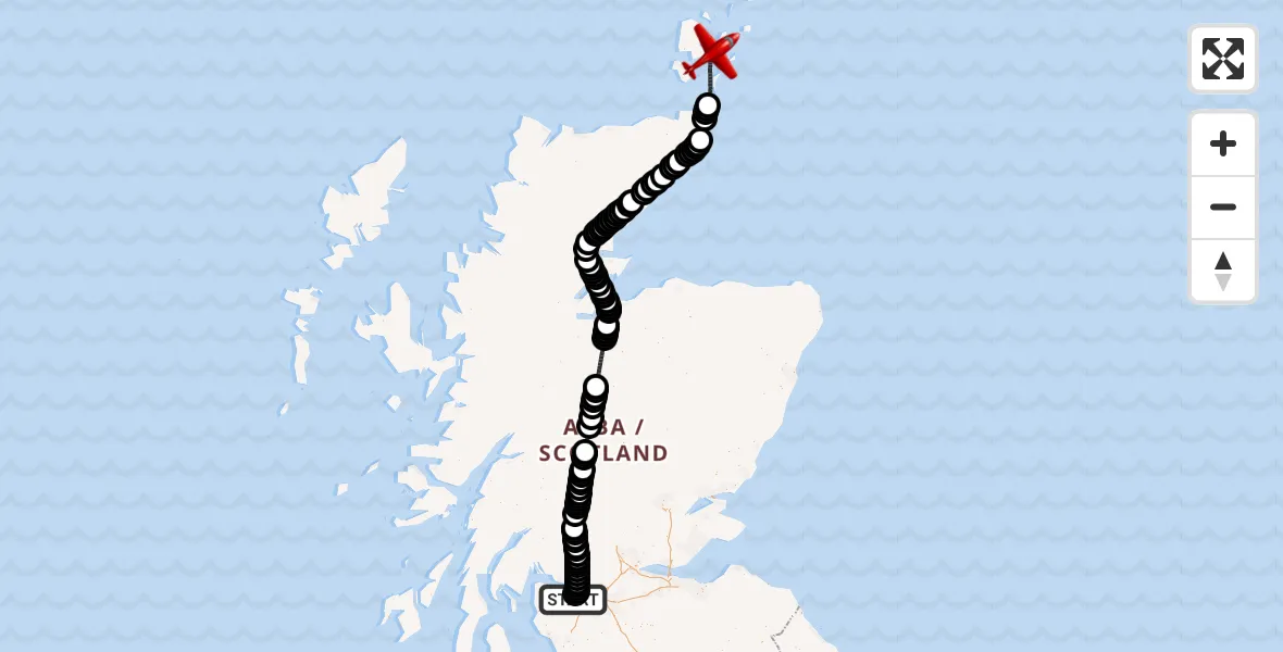 Flight route Air Ambulance Aircraft Glasgow Airport - Orkney Islands, 22 June 2026, 11:31