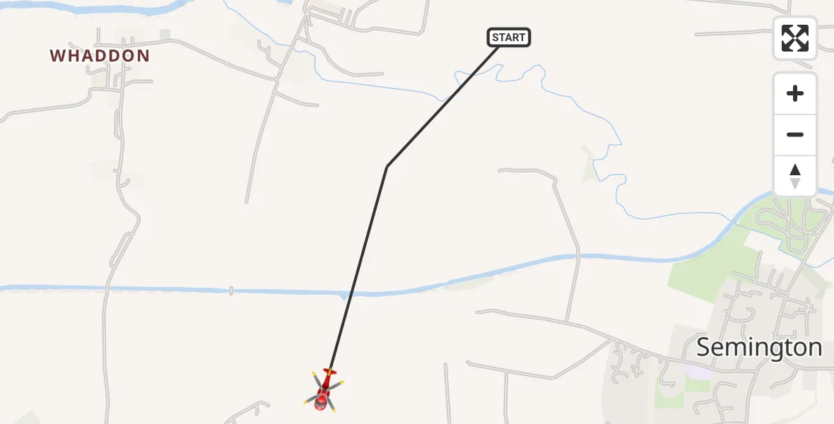 Flight route Air Ambulance Helicopter Melksham Without - Semington, 22 June 2026, 12:31