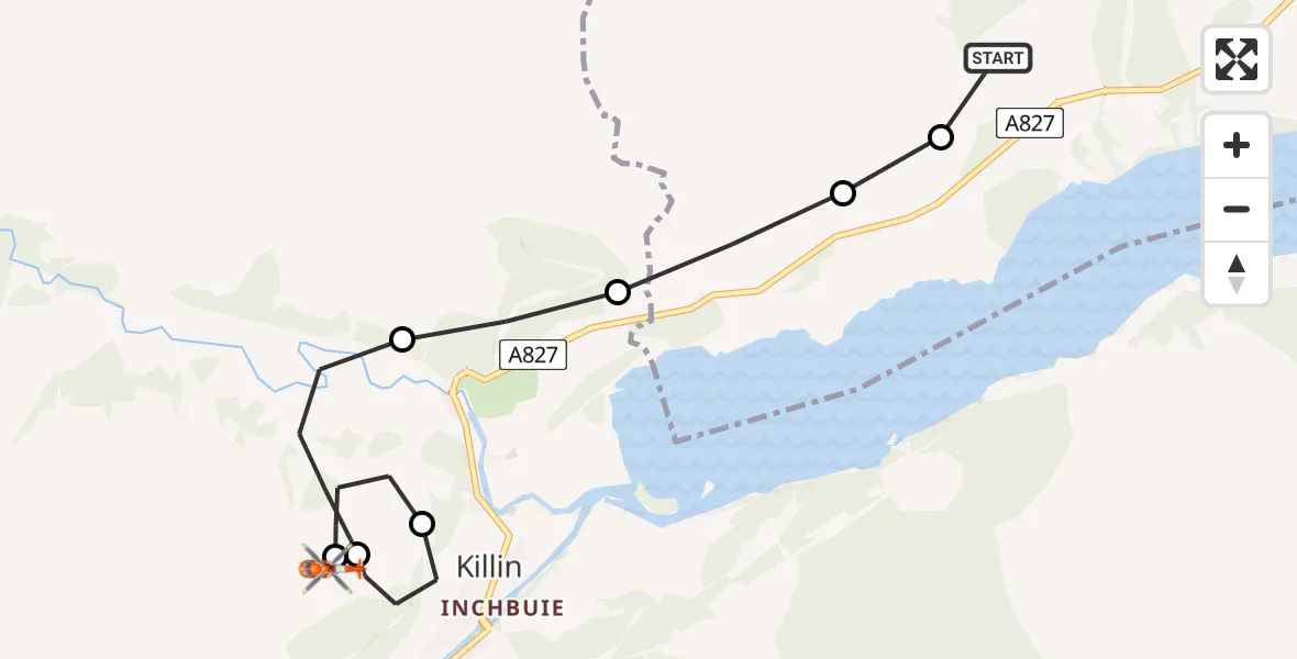 Flight route Coastguard Helicopter Morenish - Killin, 22 June 2026, 13:14
