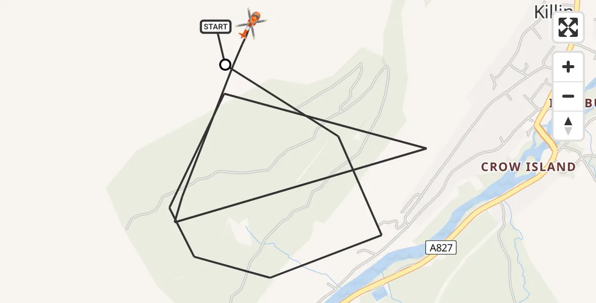 Flight route Coastguard Helicopter Stirling - Killin, 22 June 2026, 13:48
