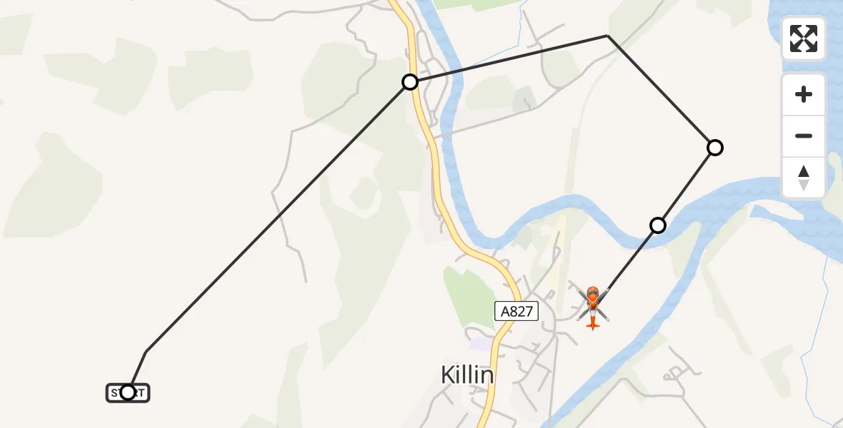 Flight route Coastguard Helicopter Stirling - Maragowan Caravan Site, 22 June 2026, 13:59