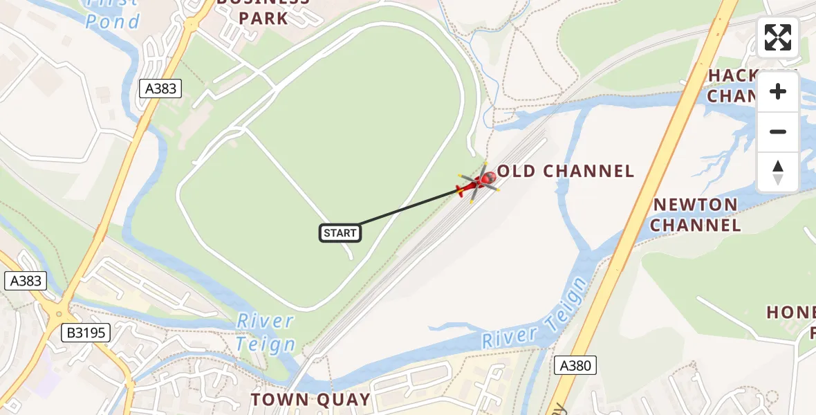 Flight route Air Ambulance Helicopter Newton Abbot - Newton Abbot, 22 June 2026, 14:12