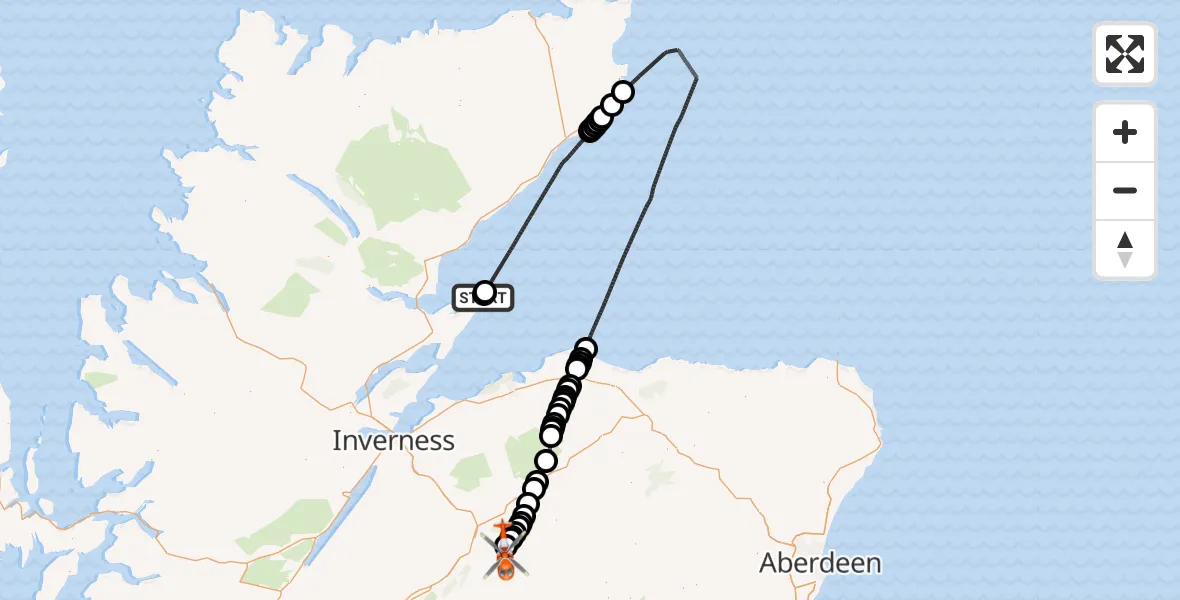 Flight route Coastguard Helicopter Tarbat Ness Lighthouse - Ryvoan Pass, 22 June 2026, 14:57