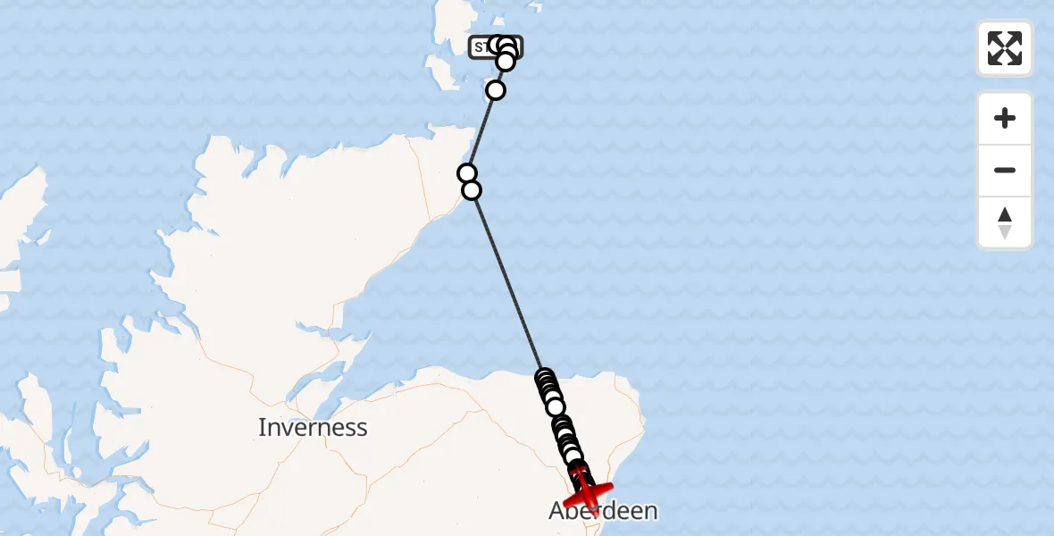 Flight route Air Ambulance Aircraft Kirkwall Airport - Dyce and Stoneywood, 22 June 2026, 15:50