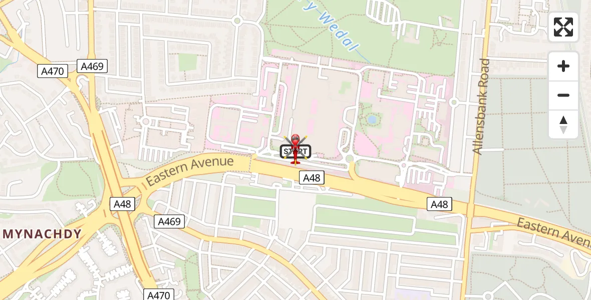 Flight route Air Ambulance Helicopter Birchgrove - Birchgrove, 22 June 2026, 16:22