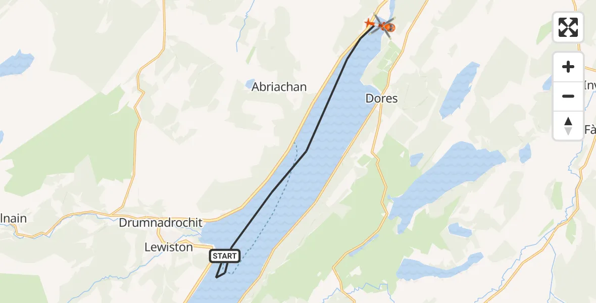 Flight route Coastguard Helicopter Loch Ness - Loch Ness, 22 June 2026, 18:25