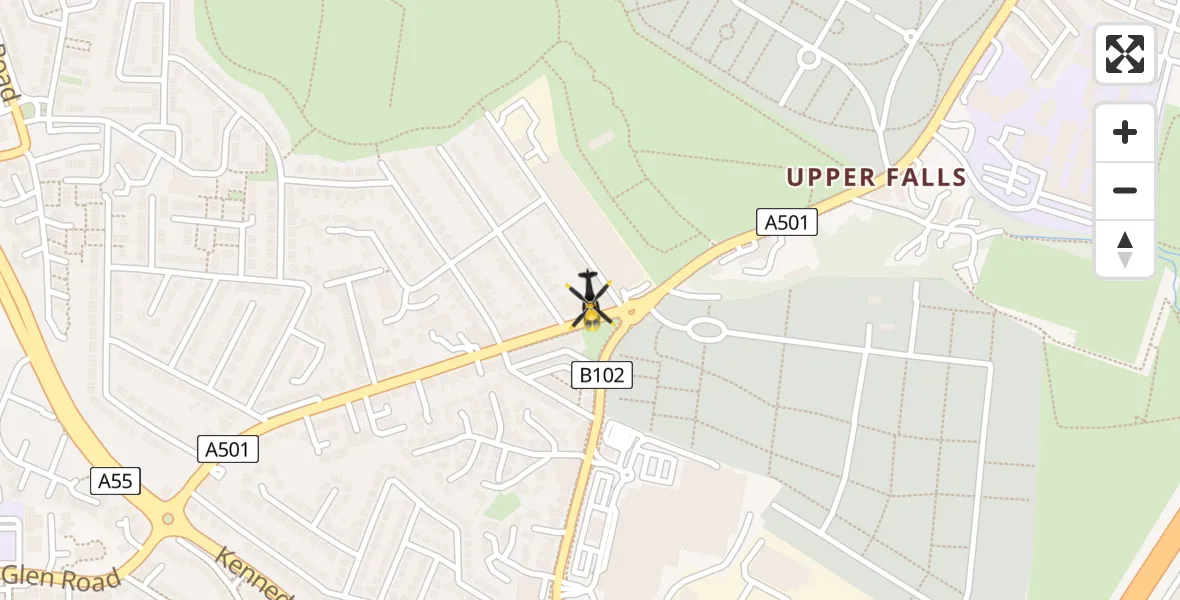 Flight route Police Helicopter Belfast City District - Belfast City District, 22 June 2026, 18:57