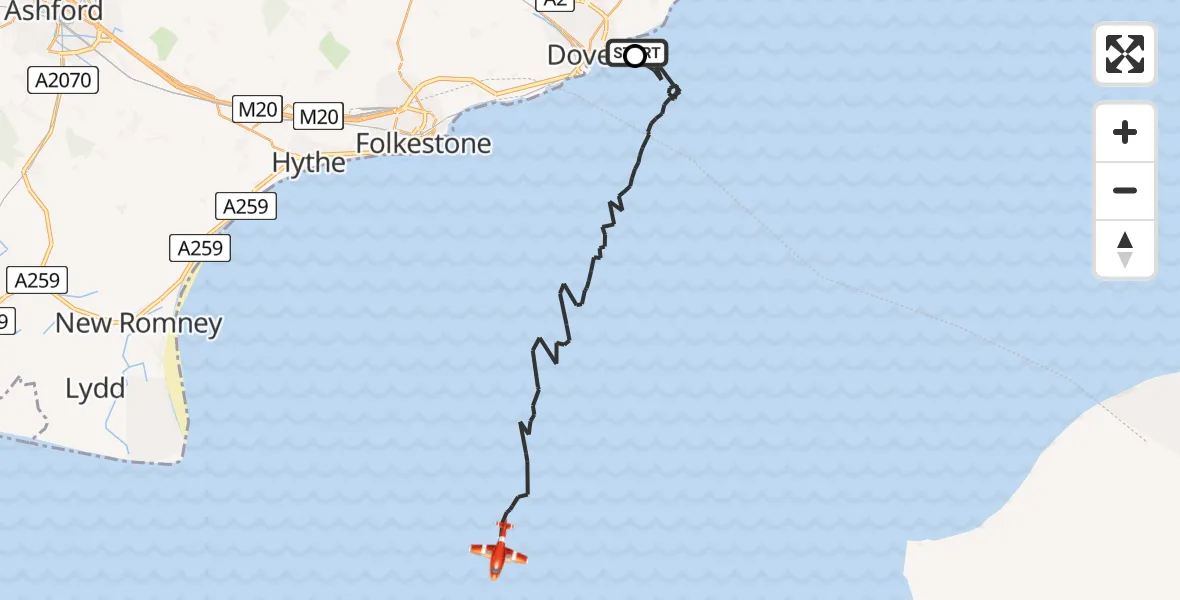Flight route Coastguard Drone Dover - English Channel, 23 June 2026, 08:50