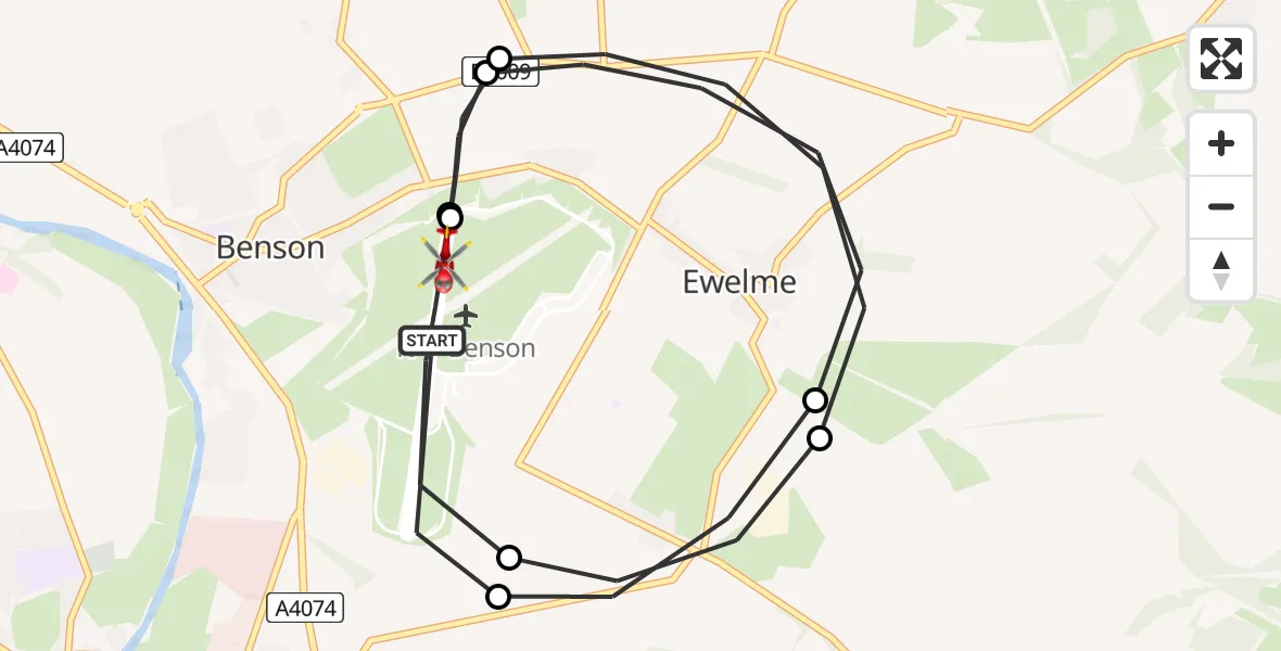 Flight route Air Ambulance Helicopter RAF Benson - RAF Benson, 23 June 2026, 08:53