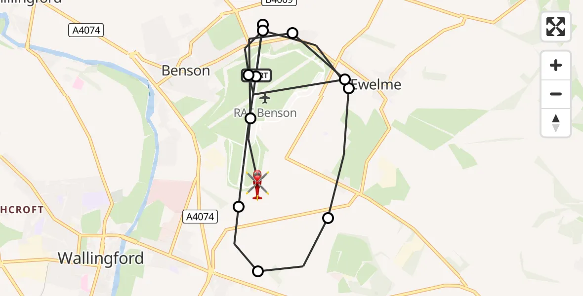 Flight route Air Ambulance Helicopter RAF Benson - RAF Benson, 23 June 2026, 09:01