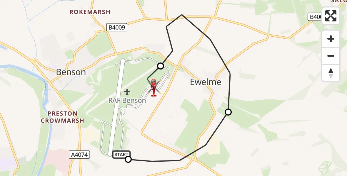 Flight route Air Ambulance Helicopter RAF Benson - RAF Benson, 23 June 2026, 09:10