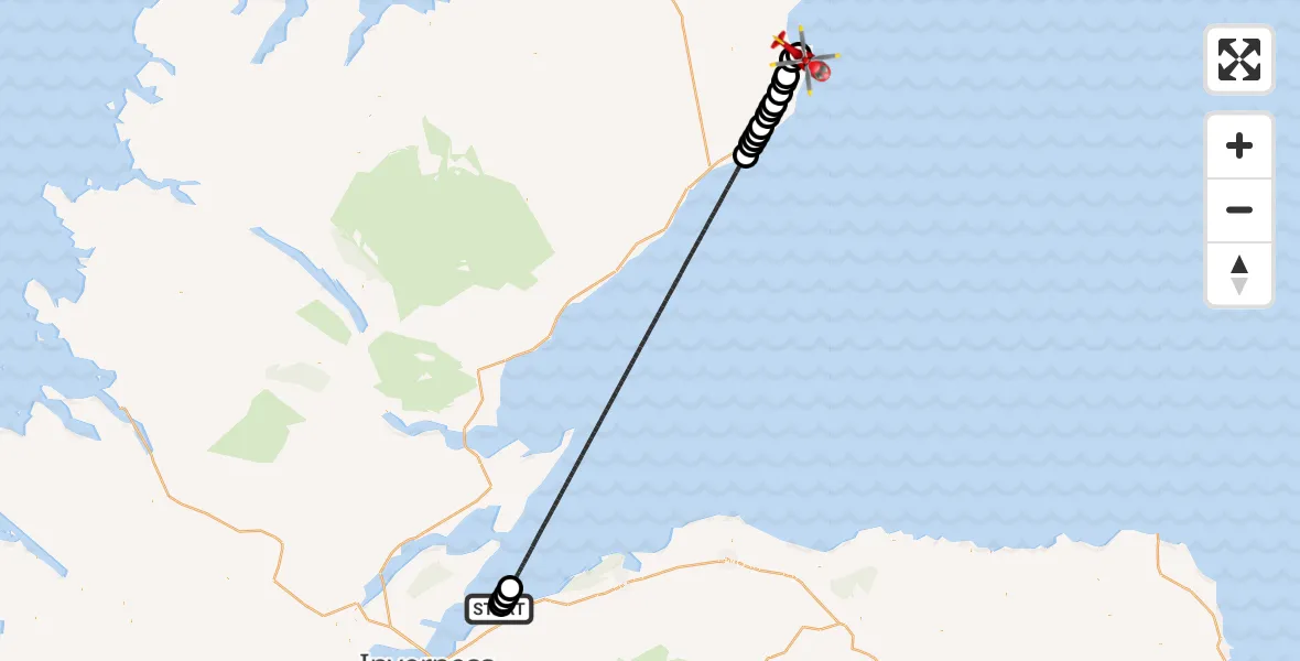 Flight route Air Ambulance Helicopter Ardersier - Wick John O'Groats Airport, 23 June 2026, 10:39