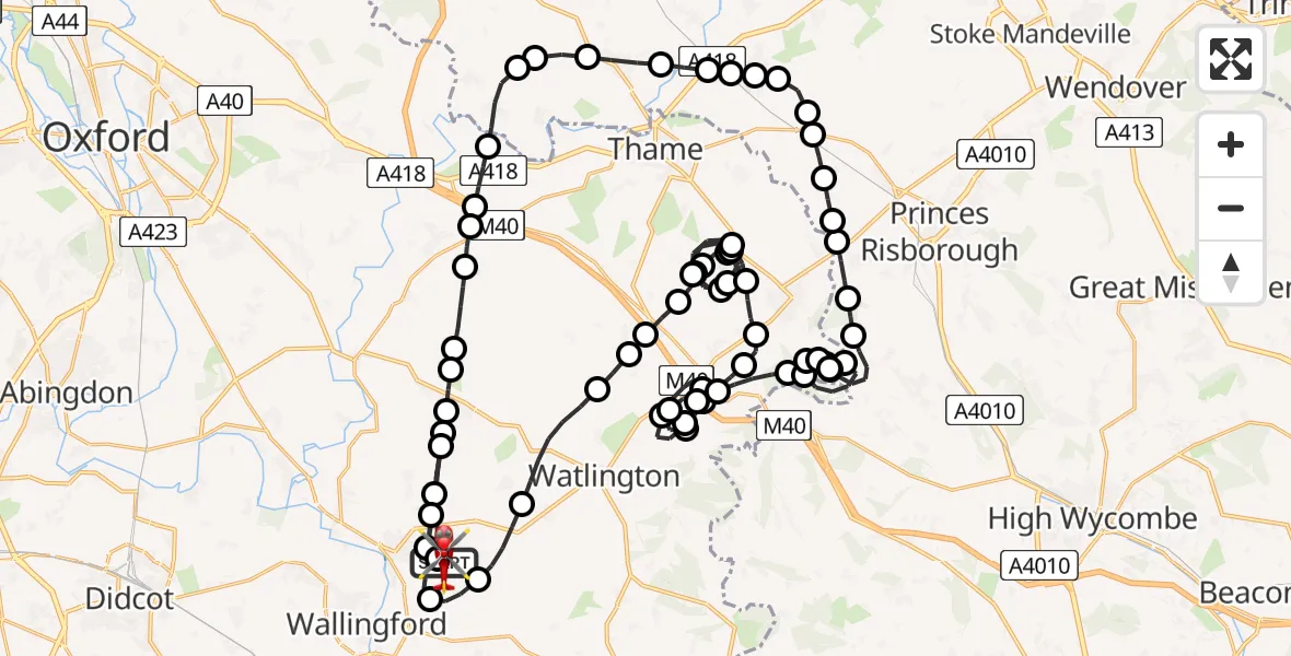 Flight route Air Ambulance Helicopter RAF Benson - RAF Benson, 23 June 2026, 11:10